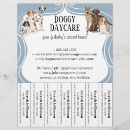 Dog Walker Pet Sitter Aquarellfarbe blau Flyer