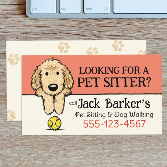 Dog Walker Pet Sitter Niedlicher Doodle Hund mit B Visitenkarte (Von Creator hochgeladen)