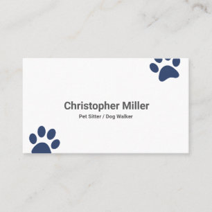 Dog Walker Pet Sitting Business Card mit Navy Paw Visitenkarte