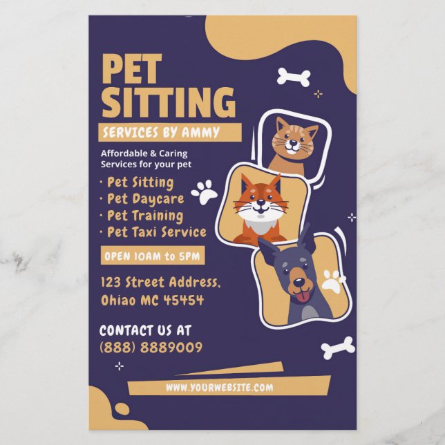 Dog Walker Pet Sitting Dog Trainer Business Flyer (Vorne)
