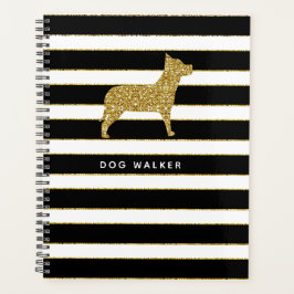 Dog Walker Planner Golden Stripes Planer