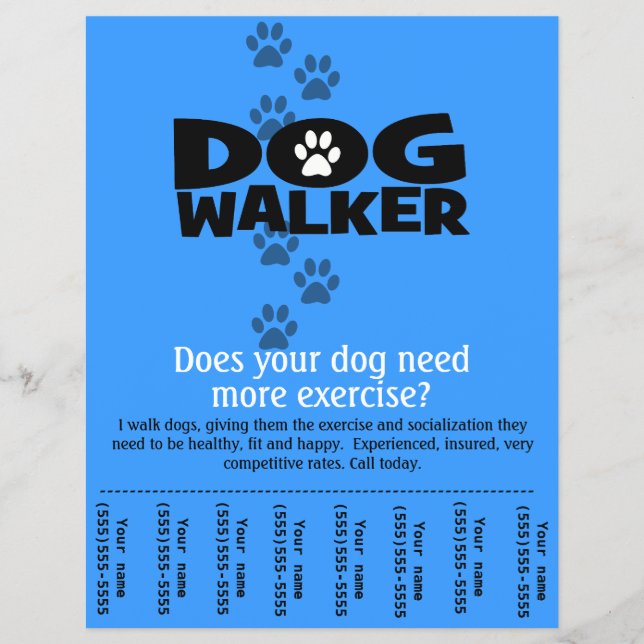 Dog Walker Promotion tear Sheet Flyer Template_B (Vorne)