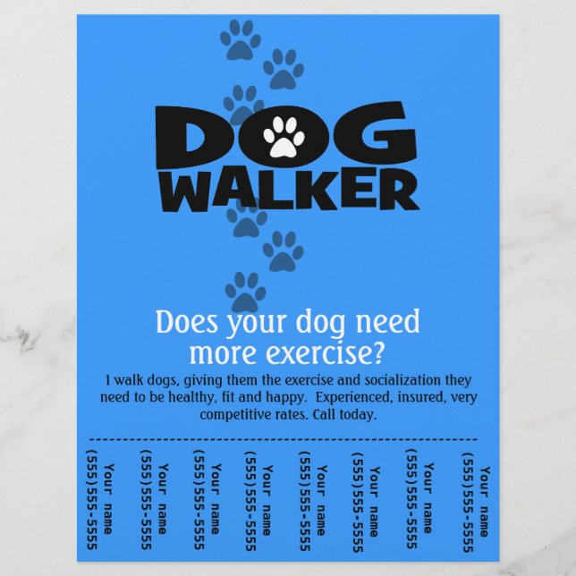 Dog Walker Promotion tear Sheet Flyer Template_B (Vorne)