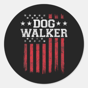 Dog Walker Proud American Flag Usa Patriot Patriot Runder Aufkleber