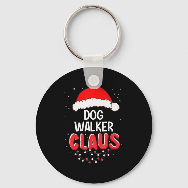 Dog Walker Santa Claus Christmas Matching Costume  Schlüsselanhänger (Vorderseite)