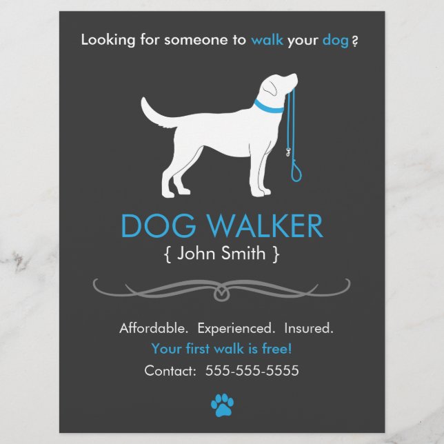 Dog Walker Walking Business Flyer Vorlage (Vorne)