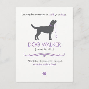 Dog Walker Walking Visitenkarte Werbung Postkarte
