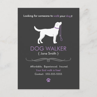 Dog Walker Walking Visitenkarte Werbung Postkarte