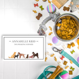 Dog Walker Wasserfarbe Silhouette Beruflich Visitenkarte