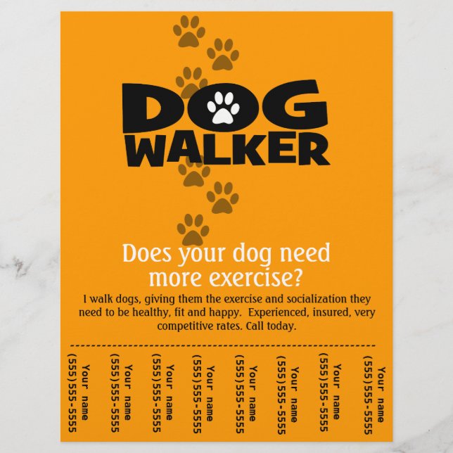 Dog Walking Business Tränenbogen Flyer Vorlage (Vorne)