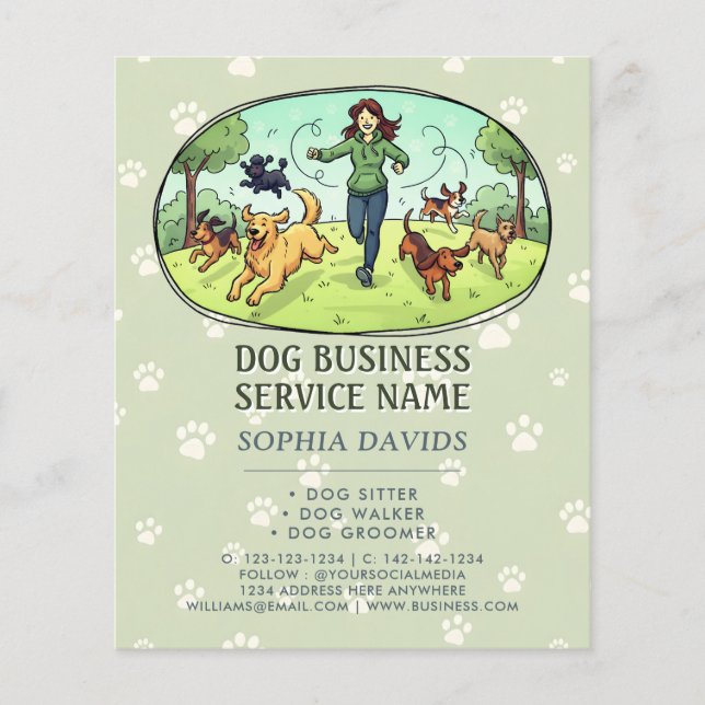 Dog Walking Pet Sitting Custom Flyer (Vorne)