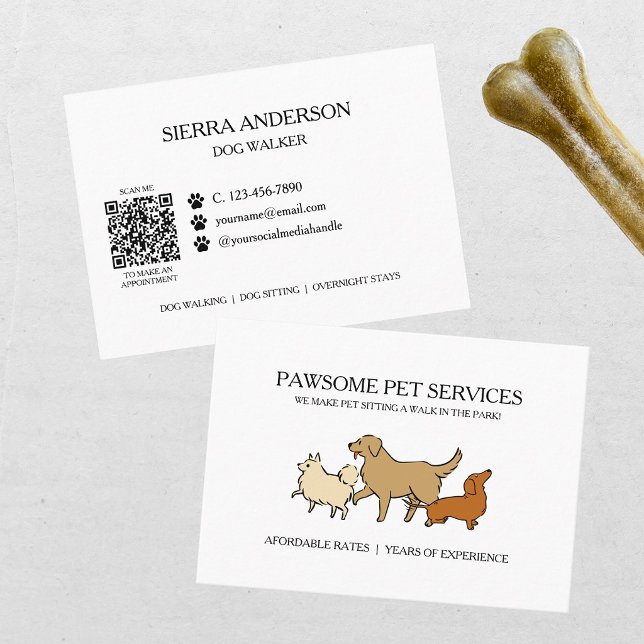 Dog Walking Pet Sitting QR Code Visitenkarte (Von Creator hochgeladen)