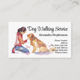 Dog Walking Service Pet Care Watercolor Visitenkarte