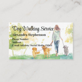 Dog Walking Service Pet Walker Watercolor Visitenkarte