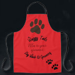 Dog Wash & Groomer - kundenspezifisch Schürze<br><div class="desc">Hunde Wash und Groomer Schürze. Große Pfote und zwei kleinere Pfoten ganz unten. Bearbeitbar. Anpassbarer Text und Name.</div>