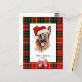Dog Watercolor German Shepherd Karierte Weihnachte Postkarte