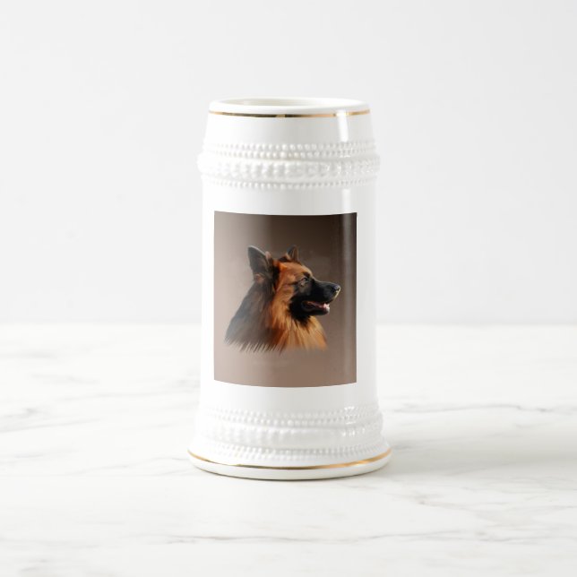 Dog Watercolor - Portrait of German Shepherd Bierglas (Mittel)