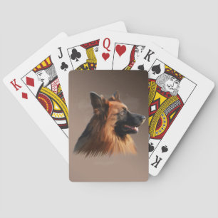 Dog Watercolor - Portrait of German Shepherd Spielkarten