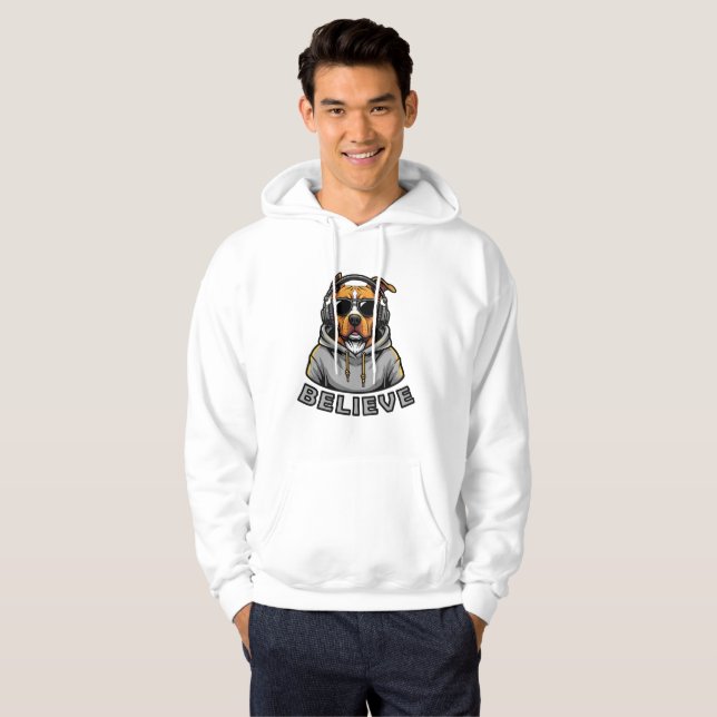 Dog Wearing Headphones Hoodie – Cool Music Lover P (Vorne ganz)
