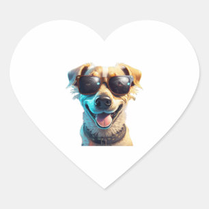 dog wearing sunglasses Active Herz-Aufkleber