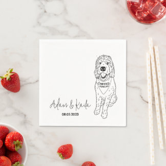 Dog Wedding Cocktail Drink Napkins Goldendoodle Serviette