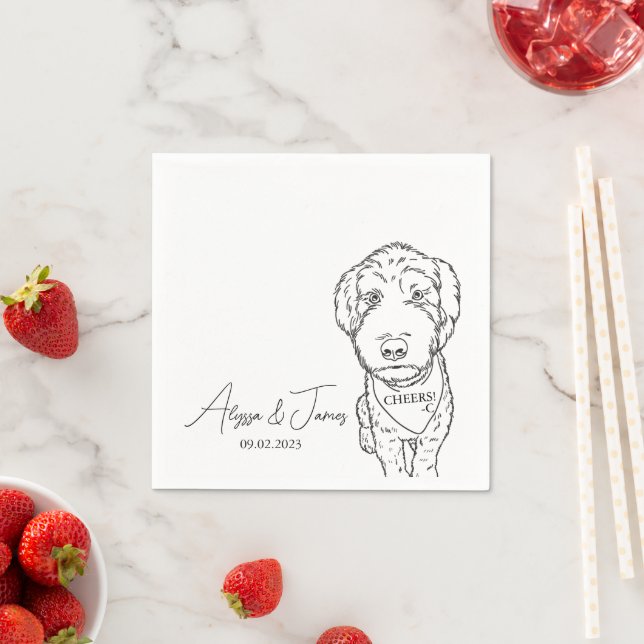 Dog Wedding Cocktail Napkins Cheers Goldendoodle Serviette (Beispiel)