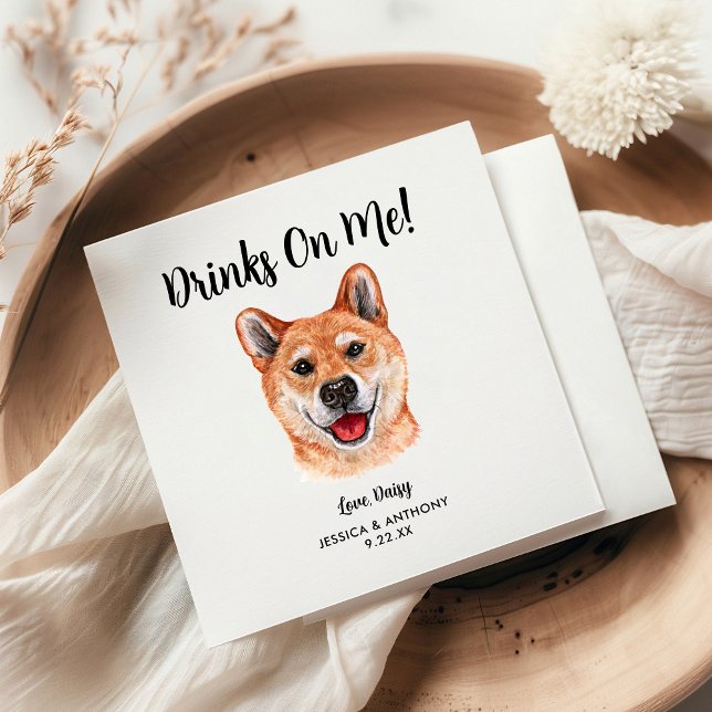Dog Wedding Cocktail Napkins Serviette (Von Creator hochgeladen)