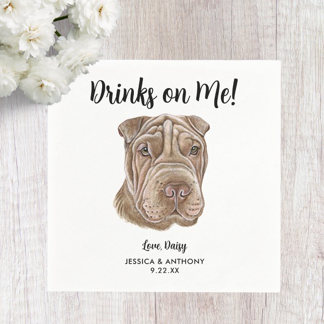 Dog Wedding Cocktail Napkins Serviette (Von Creator hochgeladen)