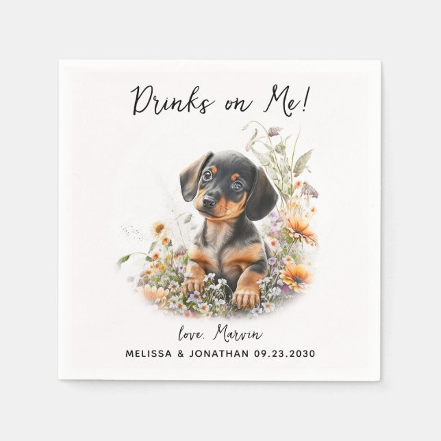 Dog Wedding Cocktail Serviette (Vorderseite)