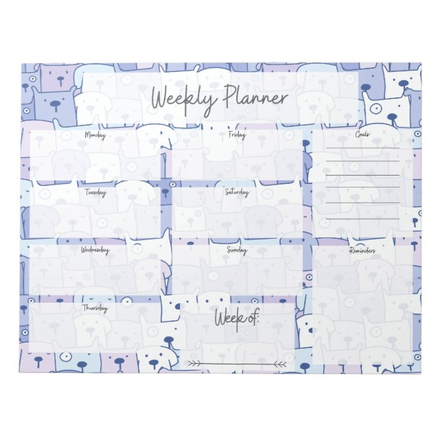 Dog Weekekly Planner Notepad Notizblock (Vorderseite)