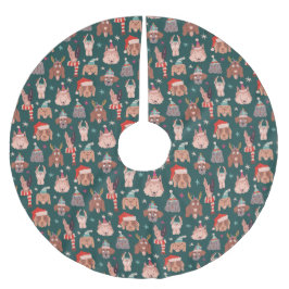 Dog Weihnachtsmuster Polyester Weihnachtsbaumdecke