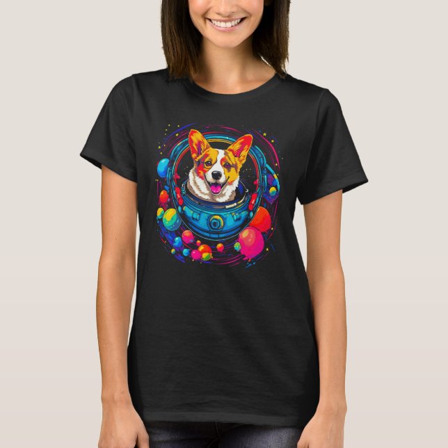 Dog Welsh Corgi Astronaut T-Shirt (Vorderseite)
