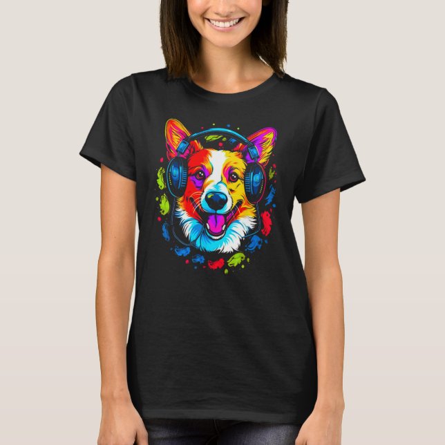 Dog Welsh Corgi DJ T-Shirt (Vorderseite)