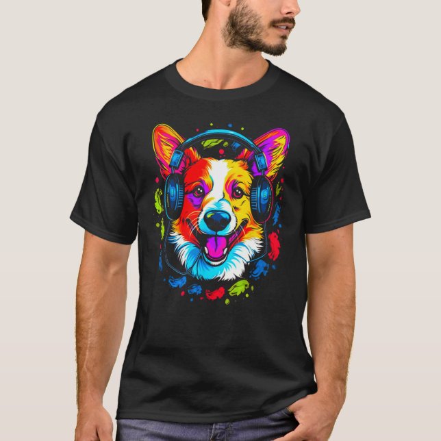 Dog Welsh Corgi DJ T-Shirt (Vorderseite)