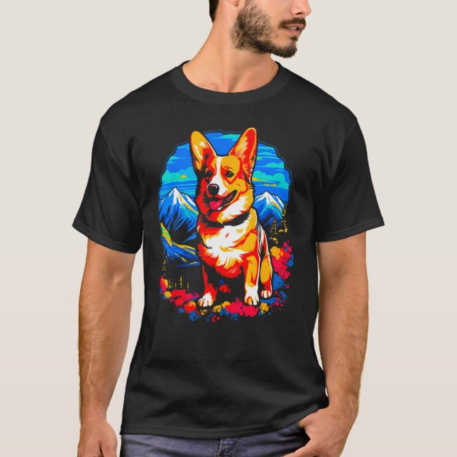Dog Welsh Corgi Hiking T-Shirt (Vorderseite)