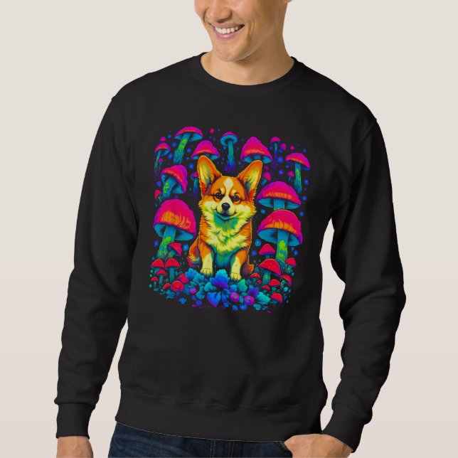 Dog Welsh Corgi Psychedelic Mushroom Sweatshirt (Vorderseite)