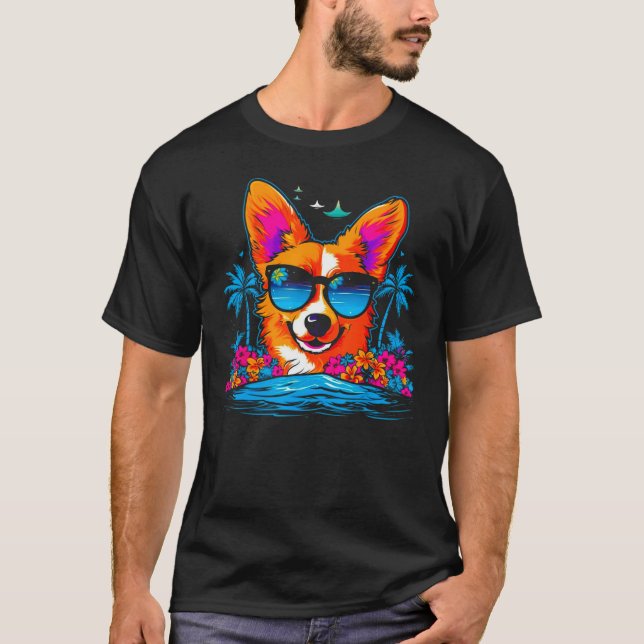 Dog Welsh Corgi Summer Vibe T-Shirt (Vorderseite)