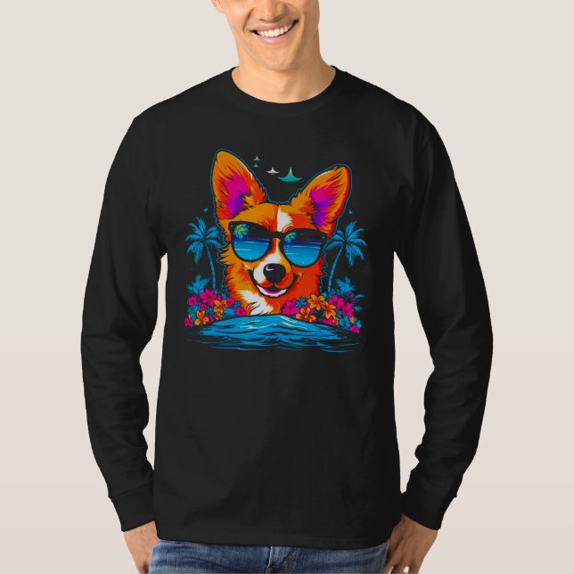 Dog Welsh Corgi Summer Vibe T-Shirt (Vorderseite)