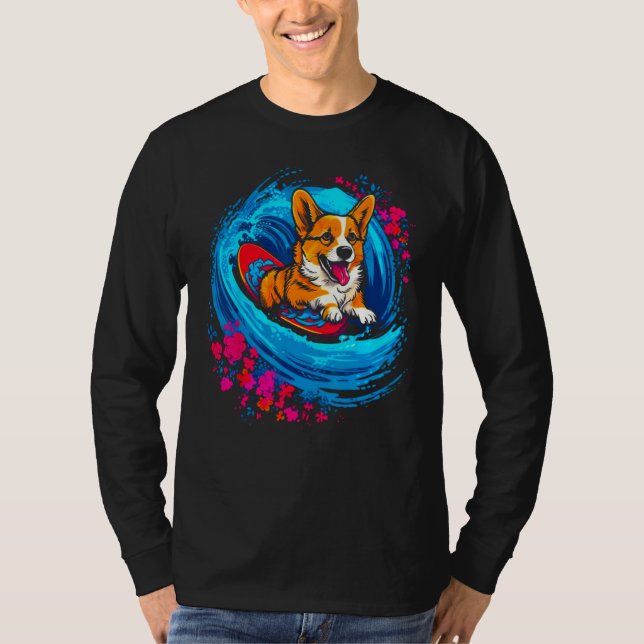 Dog Welsh Corgi Surfer T-Shirt (Vorderseite)