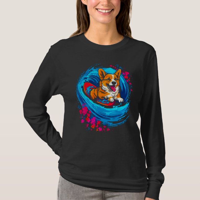 Dog Welsh Corgi Surfer T-Shirt (Vorderseite)