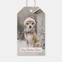 Dog Winter Snow Christmas Gift Tags Geschenkanhänger