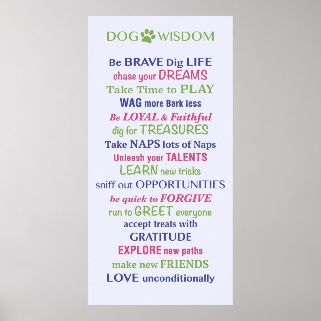 Dog Wisdom Zitat Poster (Vorne)