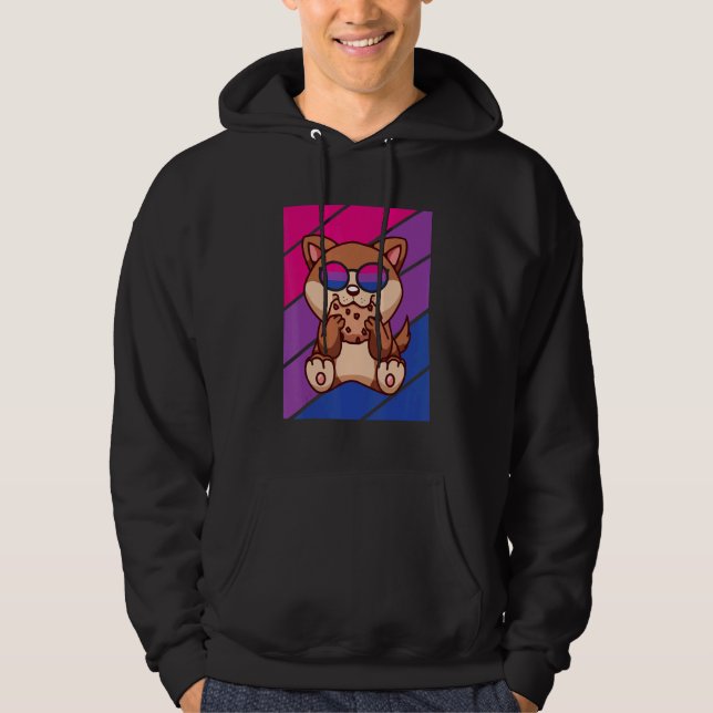 Dog With Pride Bisexual Flag LGBTQ Proud Ally Prid Hoodie (Vorderseite)