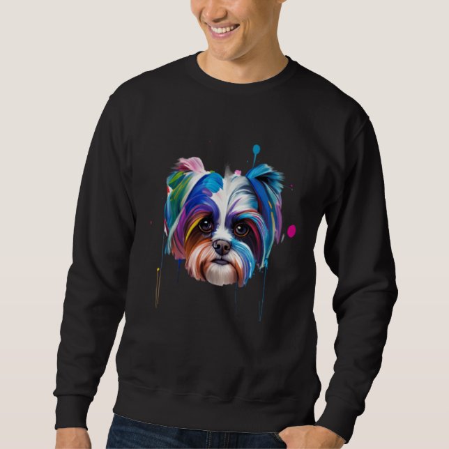 Dog  Womens Colorful Cool Shih Tzu Mens Sweatshirt (Vorderseite)