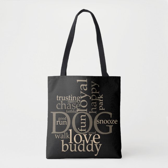 Dog Word Art Tote Bag (Vorderseite)