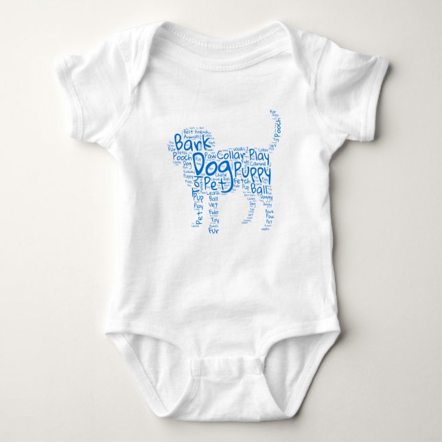 Dog Word Cloud Baby Strampler (Vorderseite)