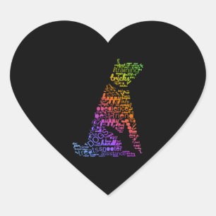 Dog Word Cloud (Hund Regenbogen) Herz-Aufkleber