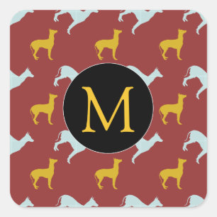 Dog Year Zodiac Birthday Monogram Square S Quadratischer Aufkleber