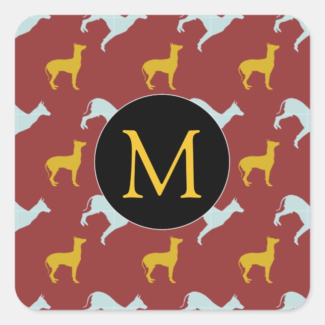 Dog Year Zodiac Birthday Monogram Square S Quadratischer Aufkleber (Vorderseite)