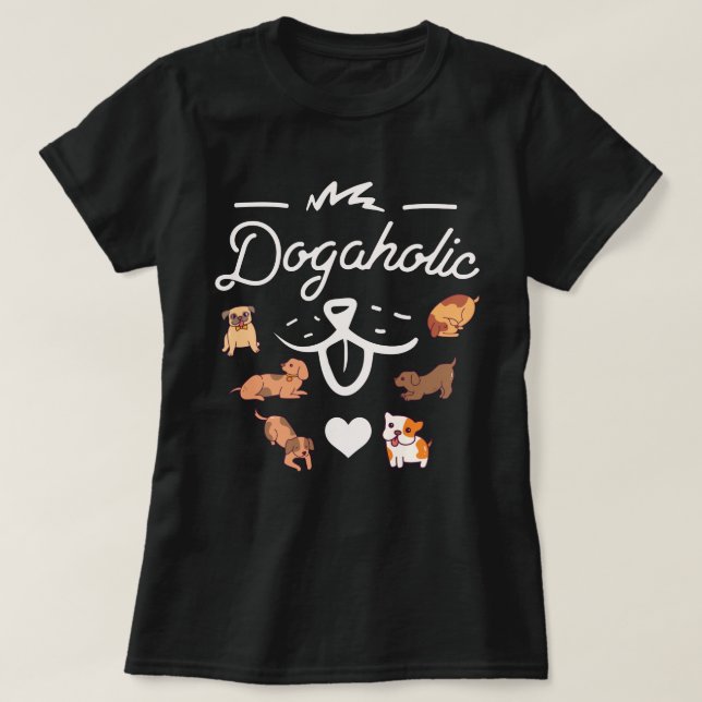 dogaholischer T - Shirt| Hundeliebhaber lila T - S T-Shirt (Design vorne)